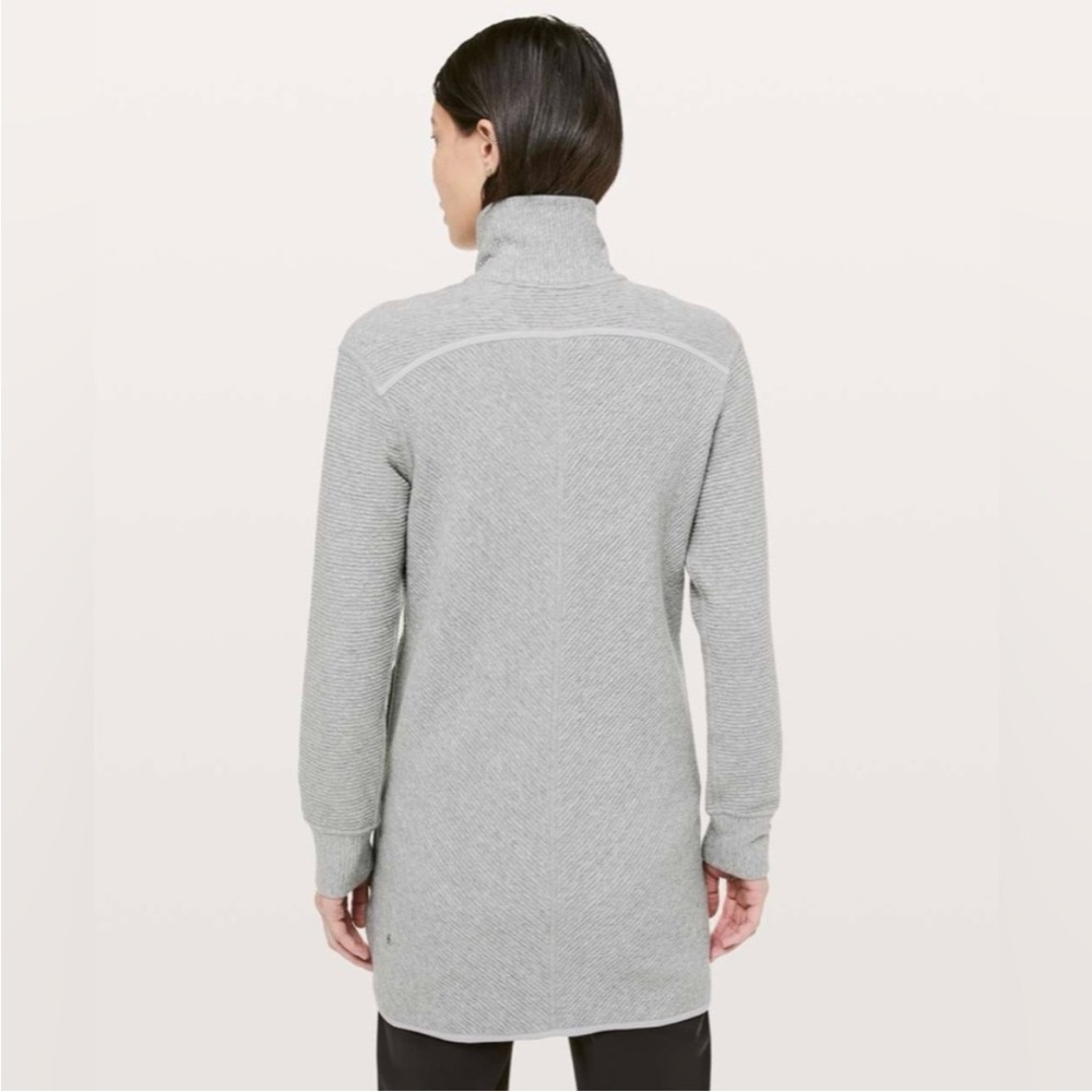 Lululemon On Repeat Jacket Full Zip Longline Grey Funnel Neck Size 8 $128 - Picture 2 of 11